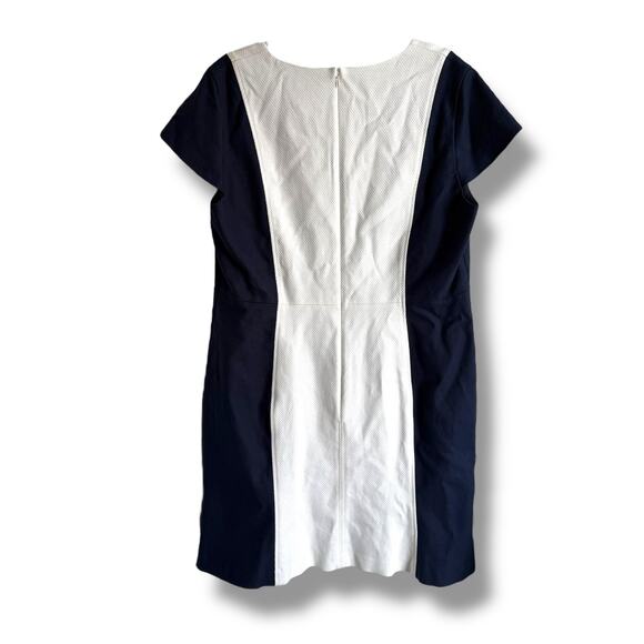 Boden Womens Dress Sz 16 Freida Textured Navy Blue Ivory Shift Fit and Flare NEW - Picture 7 of 10